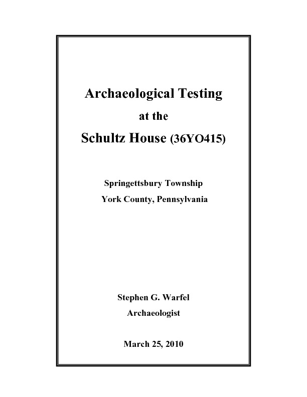 Schultz House Final Report.pdf